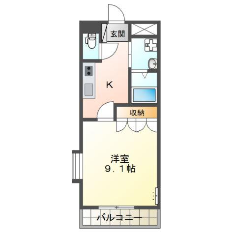ミュールこが(1K/1階)の間取り写真