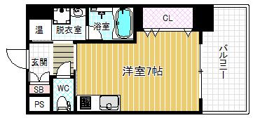 プリモディーネ福島(ワンルーム/2階)の間取り写真
