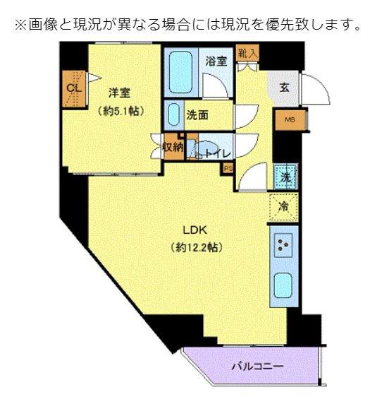 ジェノヴィア新御徒町スカイガーデン(1LDK/13階)の間取り写真