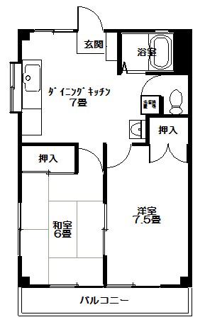 ニュー前坪 B棟(2DK/2階)の間取り写真