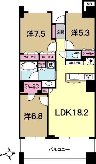 センチュリー水戸サウスゲートタワー(3LDK/10階)の間取り写真
