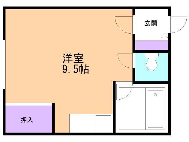 FUGA登別(ワンルーム/2階)の間取り写真
