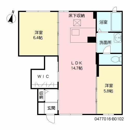 TMニュータウン B棟(2LDK/1階)の間取り写真