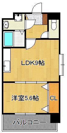 竪町センタービル(1LDK/8階)の間取り写真