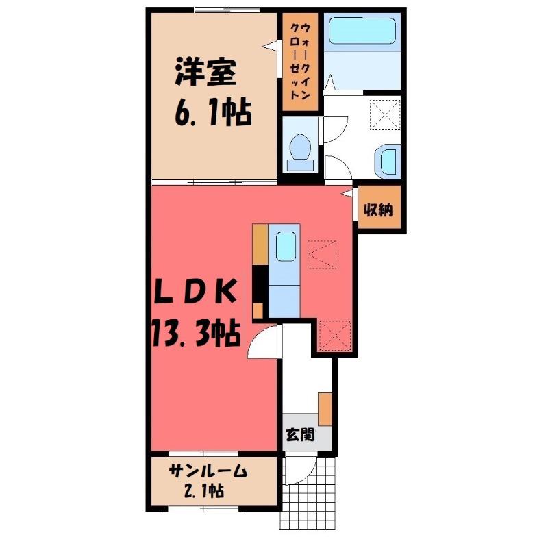 エアリー ブルーム B(1LDK/1階)の間取り写真