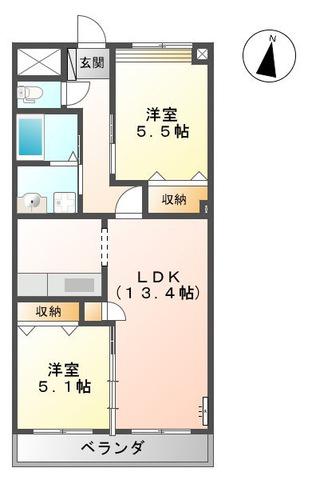 ラ・ルーチェ(2LDK/2階)の間取り写真