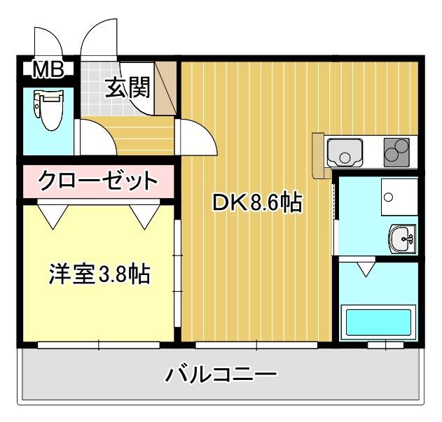 リファレンス中央町(1DK/15階)の間取り写真