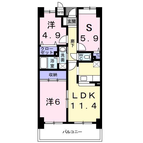 セントレジデンス(2SLDK/6階)の間取り写真