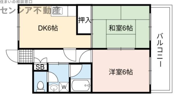 布亀マンション(2DK/2階)の間取り写真