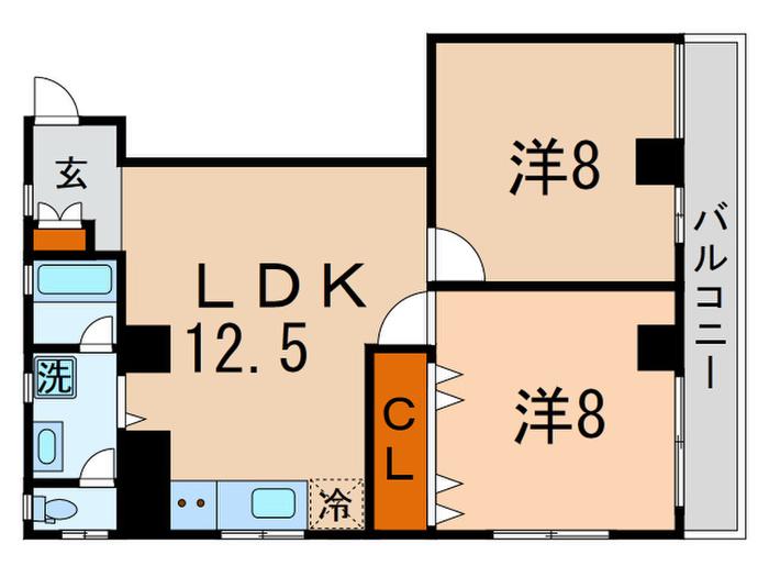 シャルム沢井(2LDK/3階)の間取り写真