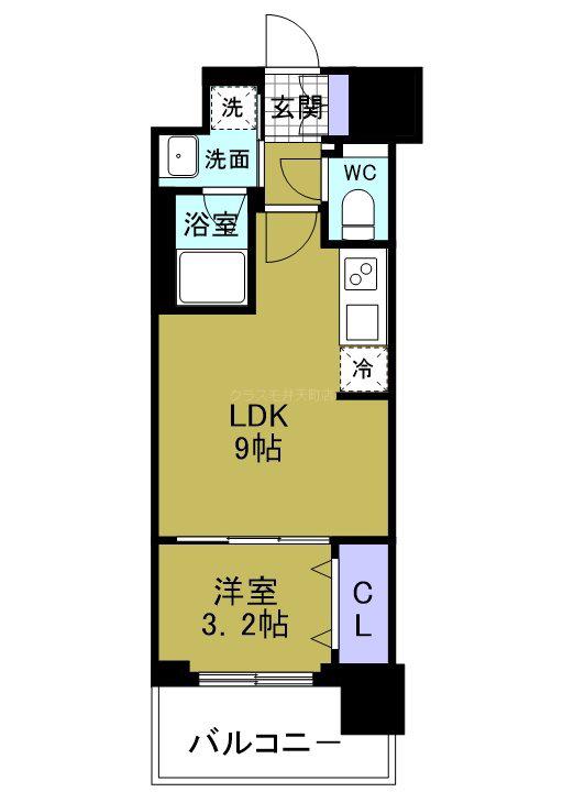 スプランディッド弁天町(1LDK/5階)の間取り写真