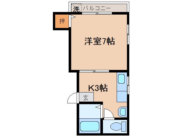 アベニュー白木(1K/3階)の間取り写真