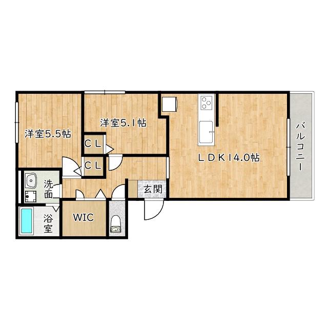 AG COURT(2LDK/2階)の間取り写真
