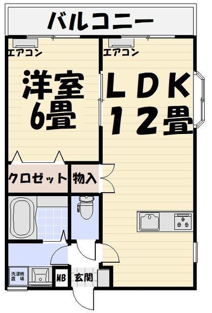 サンハイム優羽(1LDK/3階)の間取り写真