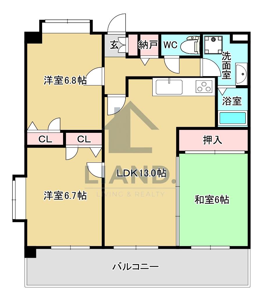 レグルス空港南(3LDK/4階)の間取り写真