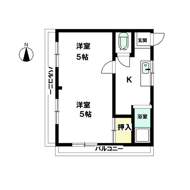 下田荘(1K/2階)の間取り写真