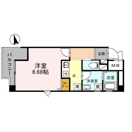 ONLYONE小花(1K/2階)の間取り写真