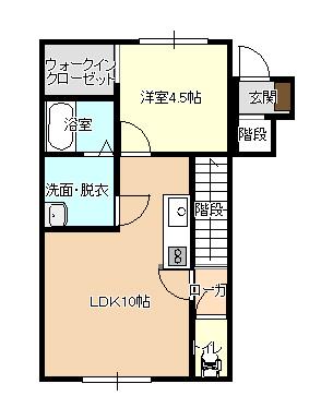 PASEO沼垂西(1LDK/2階)の間取り写真