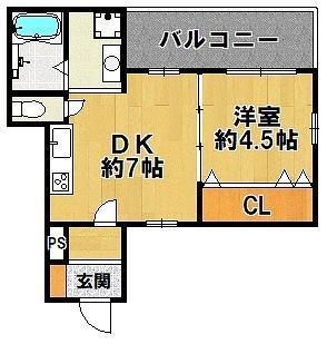 ハートフル広野II(1DK/1階)の間取り写真