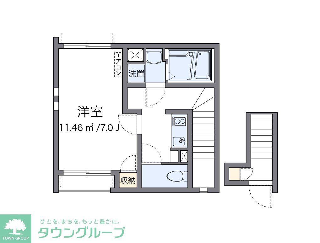 クレイノオリーブハウスVIII(1K/2階)の間取り写真