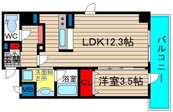 パンセ新町(1LDK/5階)の間取り写真
