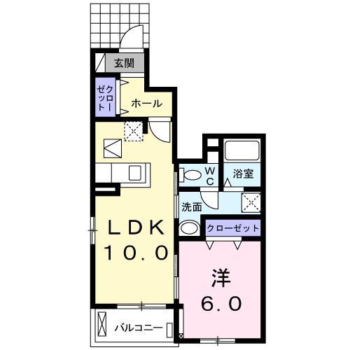 ミルキーウェイ II(1LDK/1階)の間取り写真