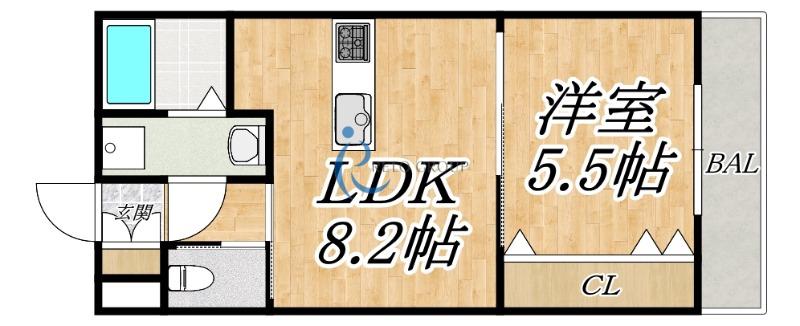 エムステージ平野本町II(1LDK/2階)の間取り写真