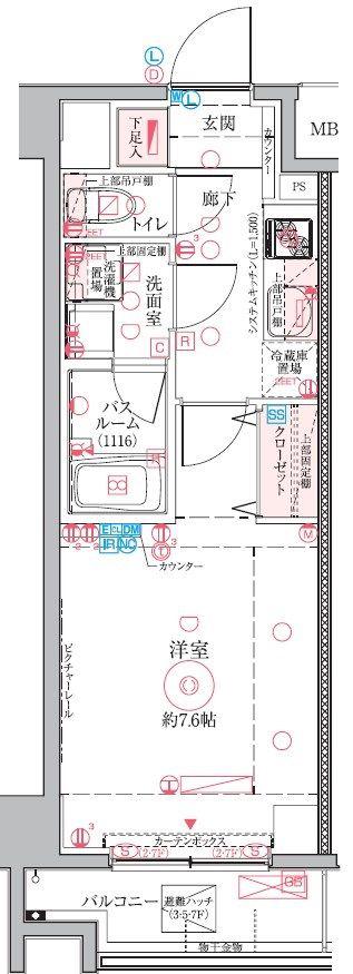 クレヴィスタ亀戸VI(1K/6階)の間取り写真