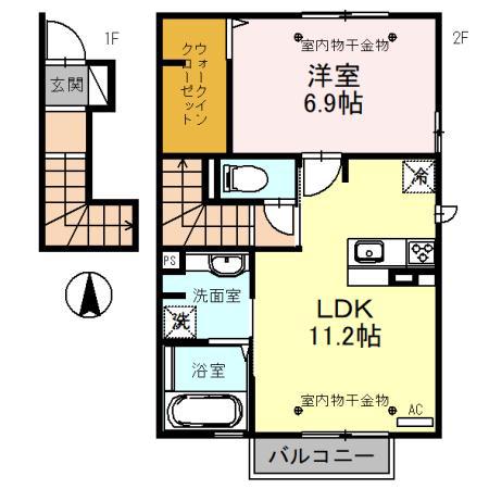 ソラティオ(1LDK/2階)の間取り写真