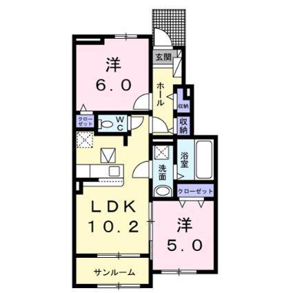 グレース高坂I・II(2LDK/1階)の間取り写真
