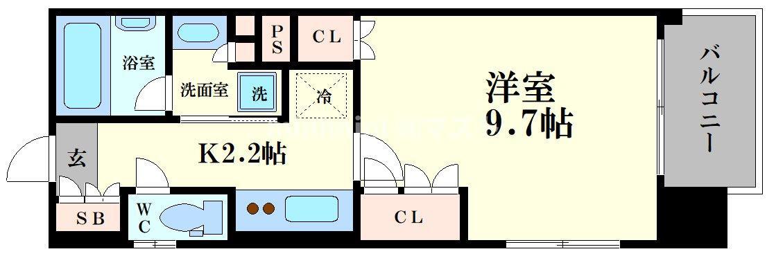 パークアクシス大阪新町(1K/11階)の間取り写真