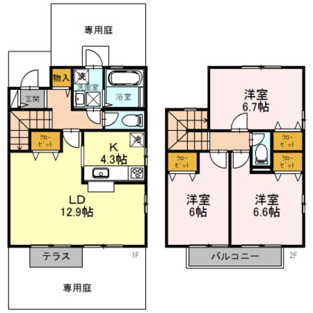 リビングタウン狭山池 H棟(3LDK/1階)の間取り写真