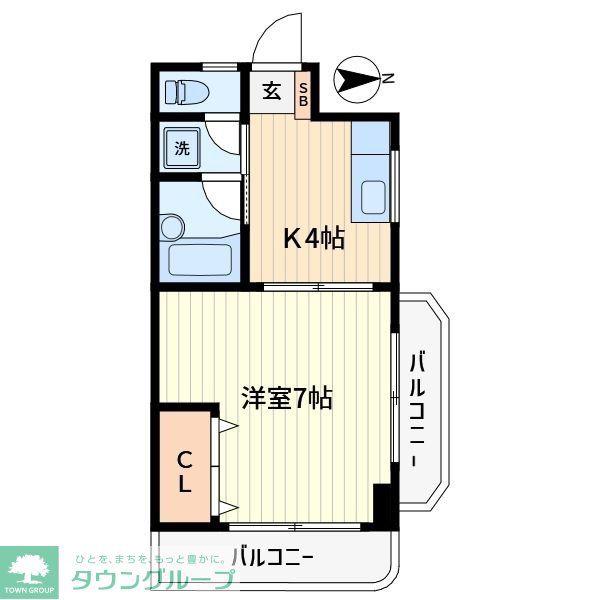 テラスビュー(1K/1階)の間取り写真