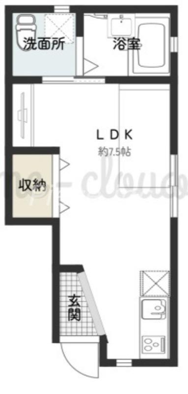 ラフィニール京橋(ワンルーム/1階)の間取り写真