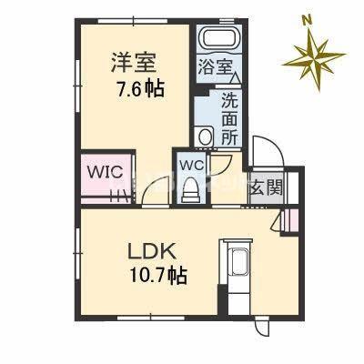 メゾンカリン(1LDK/1階)の間取り写真