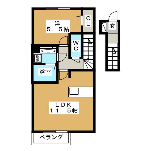 カピリナガーデン(1LDK/2階)の間取り写真