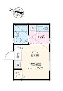 ロッソ池上B棟 B(ワンルーム/2階)の間取り写真