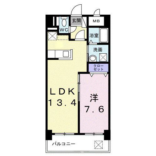 プレシャス ベース(1LDK/4階)の間取り写真