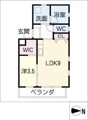 ワッフルヒルズ大宮(1LDK/3階)の間取り写真