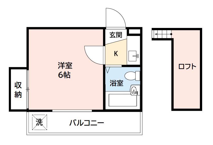 アトランティス東岡崎(1K/2階)の間取り写真