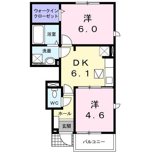 ブリッサ(2DK/1階)の間取り写真