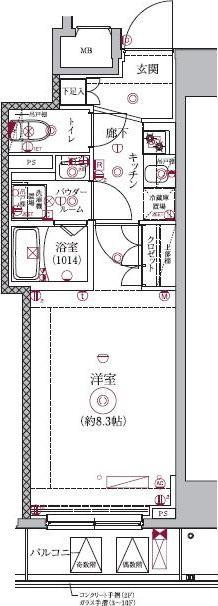 セジョリ新宿西落合(1K/7階)の間取り写真