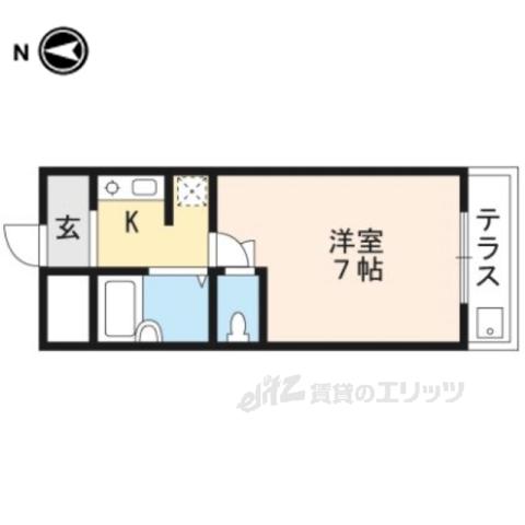 ウエストヴァレー京都(ワンルーム/1階)の間取り写真
