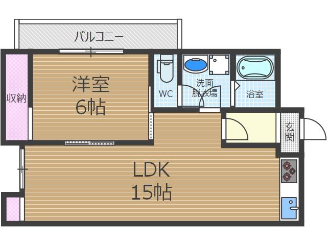 MITSUIマンション(1LDK/1階)の間取り写真