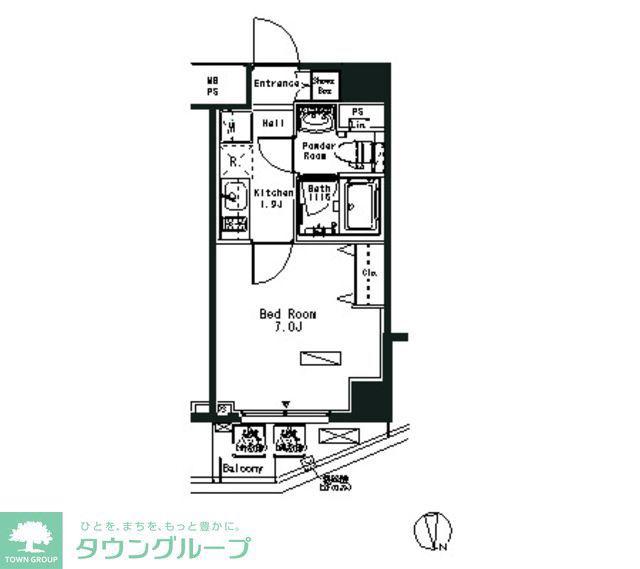 パークアクシス横浜井土ヶ谷(1K/2階)の間取り写真