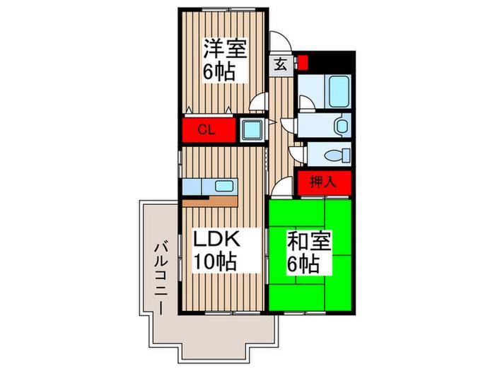 ヒルズ南浦和(2LDK/3階)の間取り写真