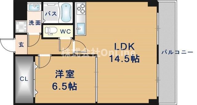 比枝コーポラス上町II(1LDK/7階)の間取り写真