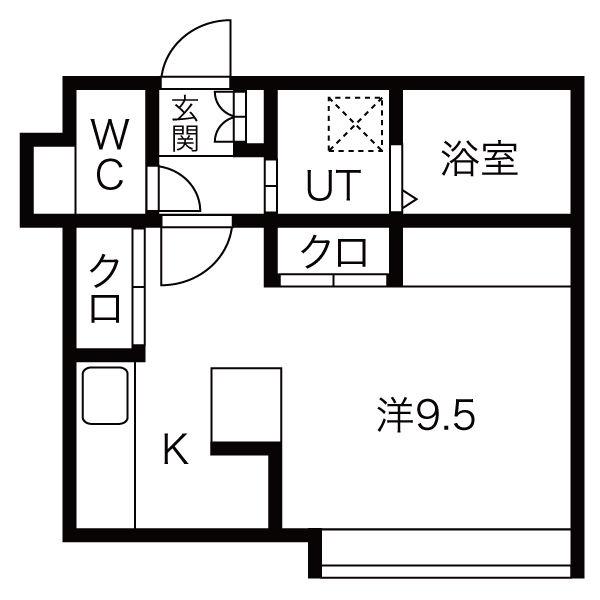 GRAND DU ROI(1K/2階)の間取り写真