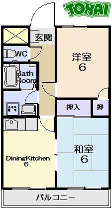 サンモール大津(2DK/3階)の間取り写真