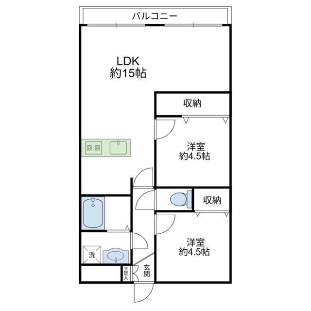 トーア蔵前マンション(2LDK/4階)の間取り写真